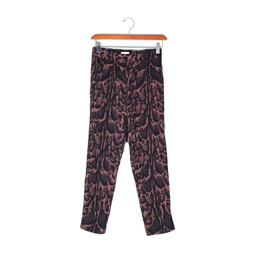 Babaton Women's Size 00 Brown Black Leopard Conan Pant Mid-Rise Tapered trousers - Picture 2 of 10